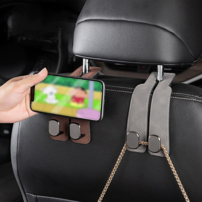 🚗🔩 Dubbele haak voor in de auto om je mobiel op te hangen – draagvermogen van 5 kg, houd je auto netjes