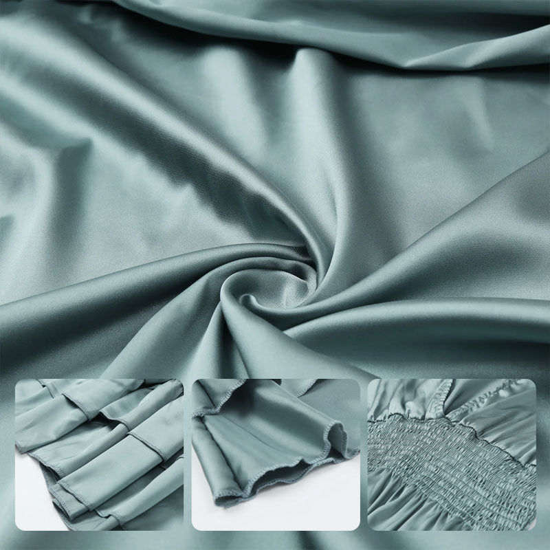 ✨Nieuwe artikelen 35% korting🎁Satijnen V-hals ruchejurk