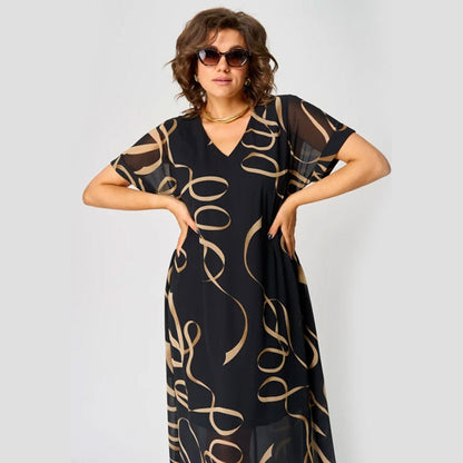 ✨Tijdelijke aanbieding 39% KORTING🎁🌸Bedrukte ontspannen jurk met V-hals