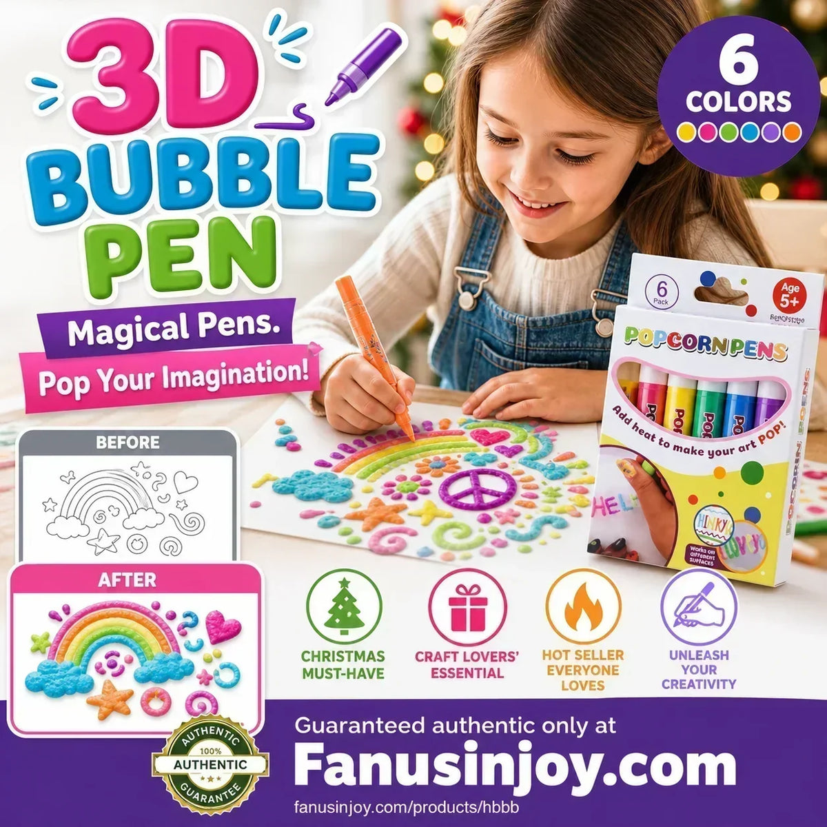 🎁🔮Magic Pen – Teken 3D met één streek!🎄 DIY Bubble Popcorn-tekenpennen & 2 kopen, 1 gratis 🔥