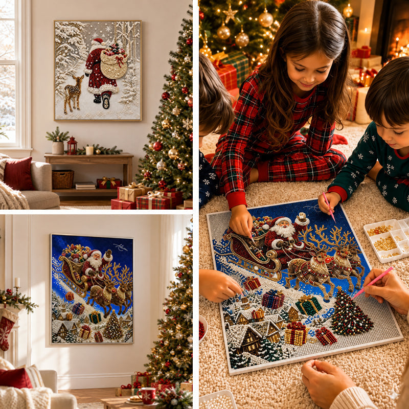 🌟 Feestelijke kerst-parel-diamantschilderij-knutselpakket