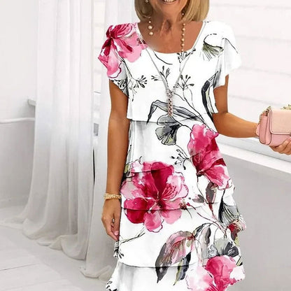 🌸Lente specials🌸 Cascade jurk met meerdere planten en bloemenprint