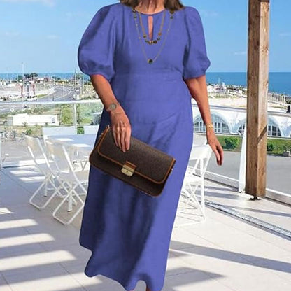 ✨Nieuwe productpromotie 45% korting🎁Effen Casual Jurk Met Pofmouwen