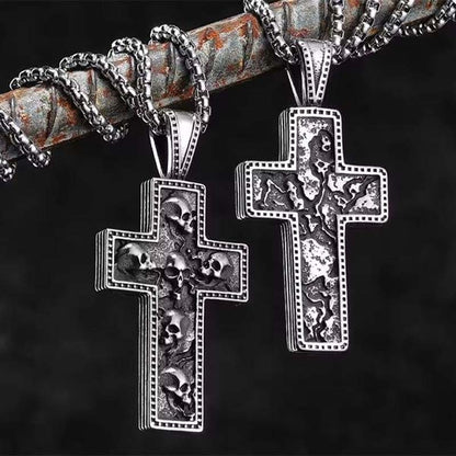 ✝️ Retro RVS Kruis Hanger met Schedel Design