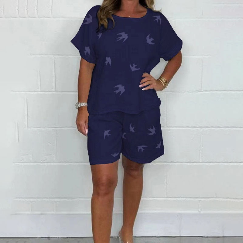 🌸Casual bedrukte katoenen-linnen shorts met korte mouwen