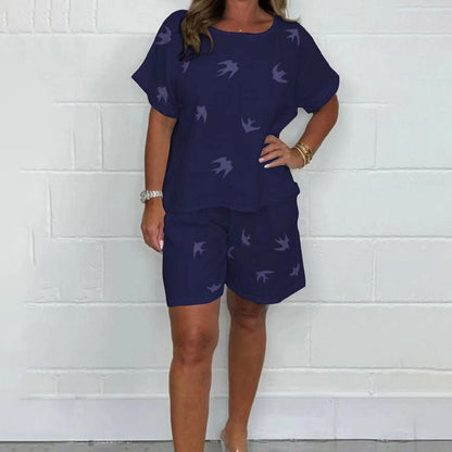 🌸Casual bedrukte katoenen-linnen shorts met korte mouwen