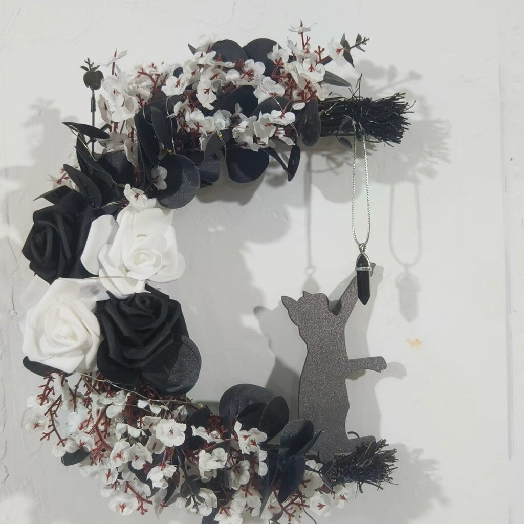🌙Handmade Halloween Cat Wreath