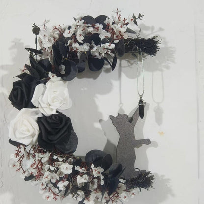 🌙Handmade Halloween Cat Wreath