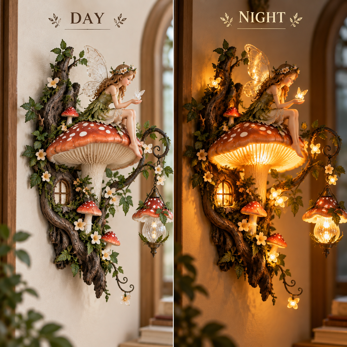 ⏰Beperkte voorraad 50% KORTING - 🧚✨ Wandlamp ‘Betoverde paddenstoelfee’ 🍄🌿