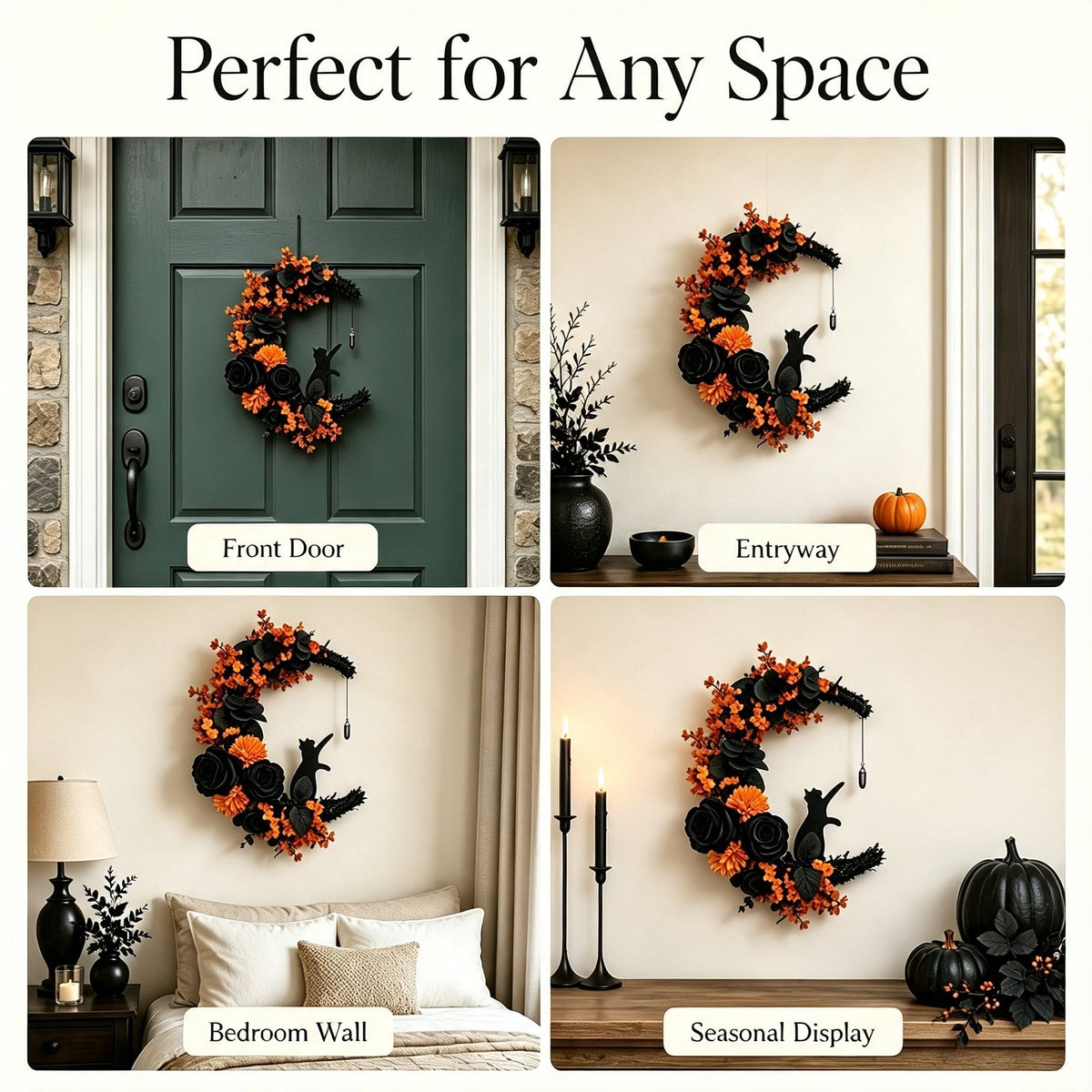 🌙Handmade Halloween Cat Wreath
