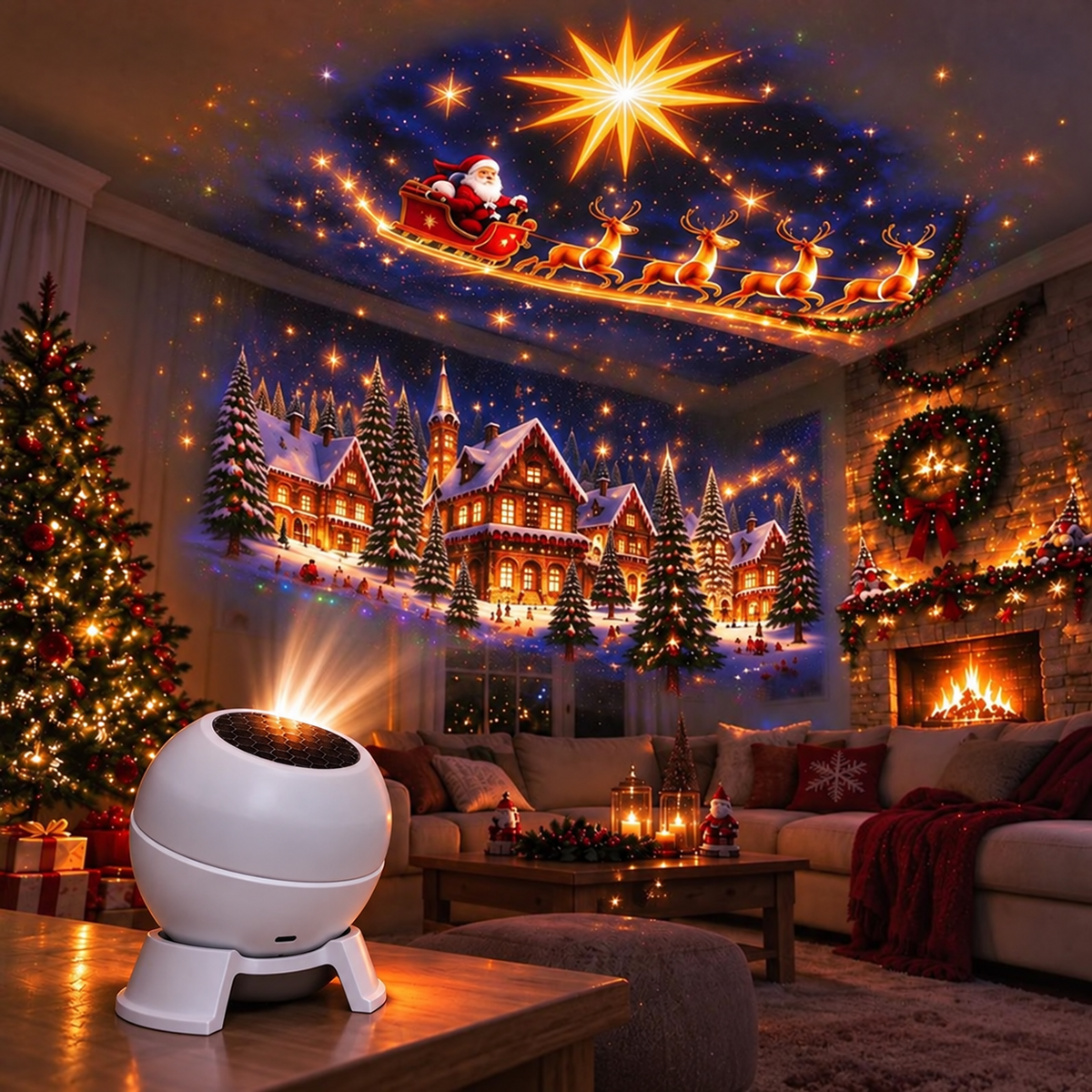 💡 Maak van elke kamer een kerstwonderland – Kerstprojectie-nachtlampje