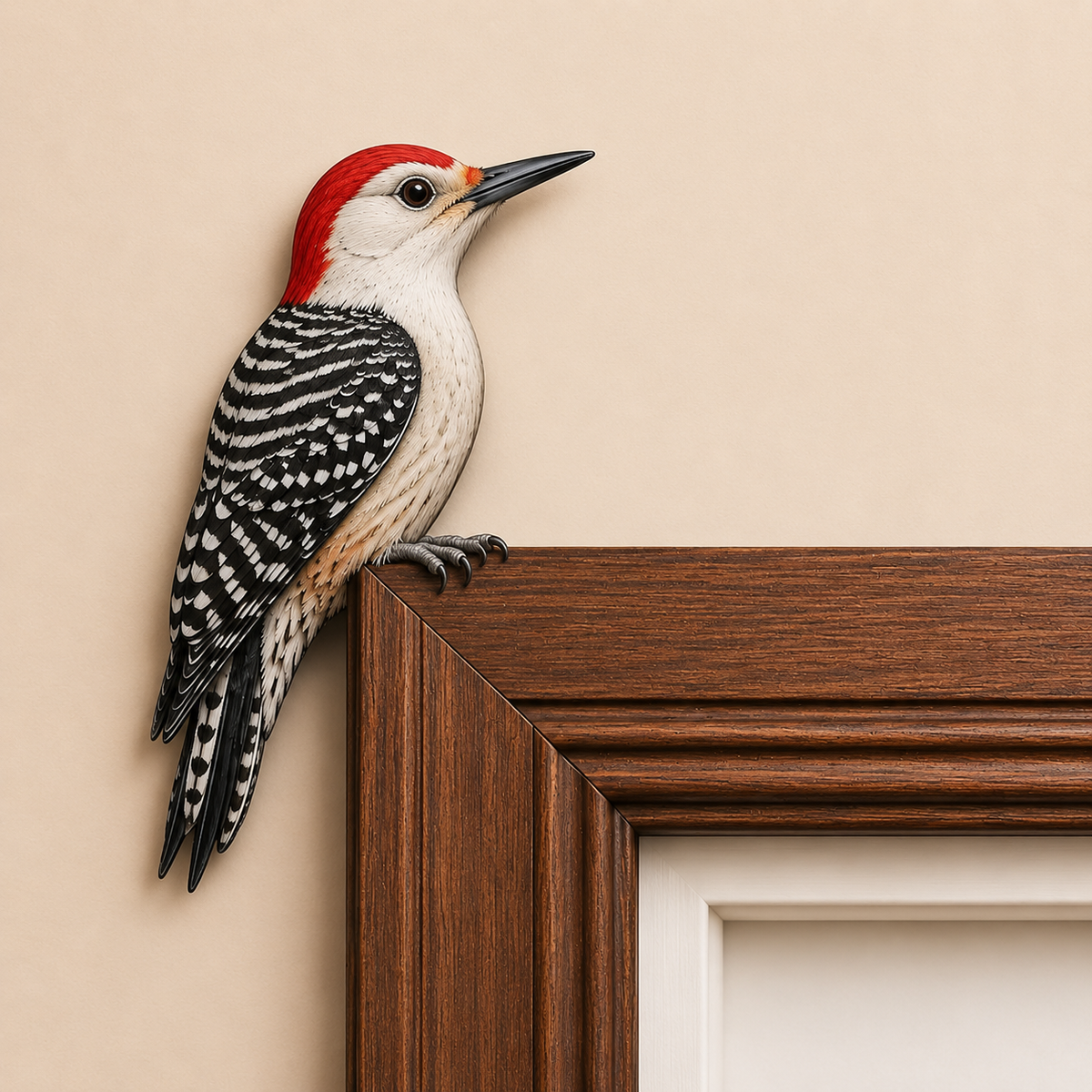 Houten uil als deurversierin