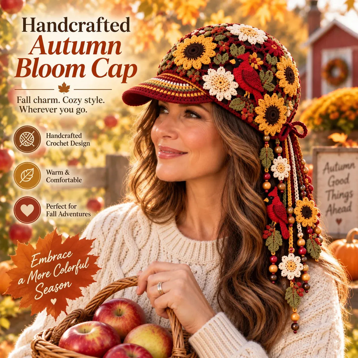 🔥LAATSTE DAG 50% KORTING - 🍂 Handgemaakte gehaakte herfst-baseballpet voor dames