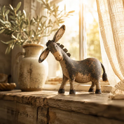 🐴 Rustiek ezeltje ✨ Vintage-look decoratiestuk van hars voor op tafel in boerderijstijl