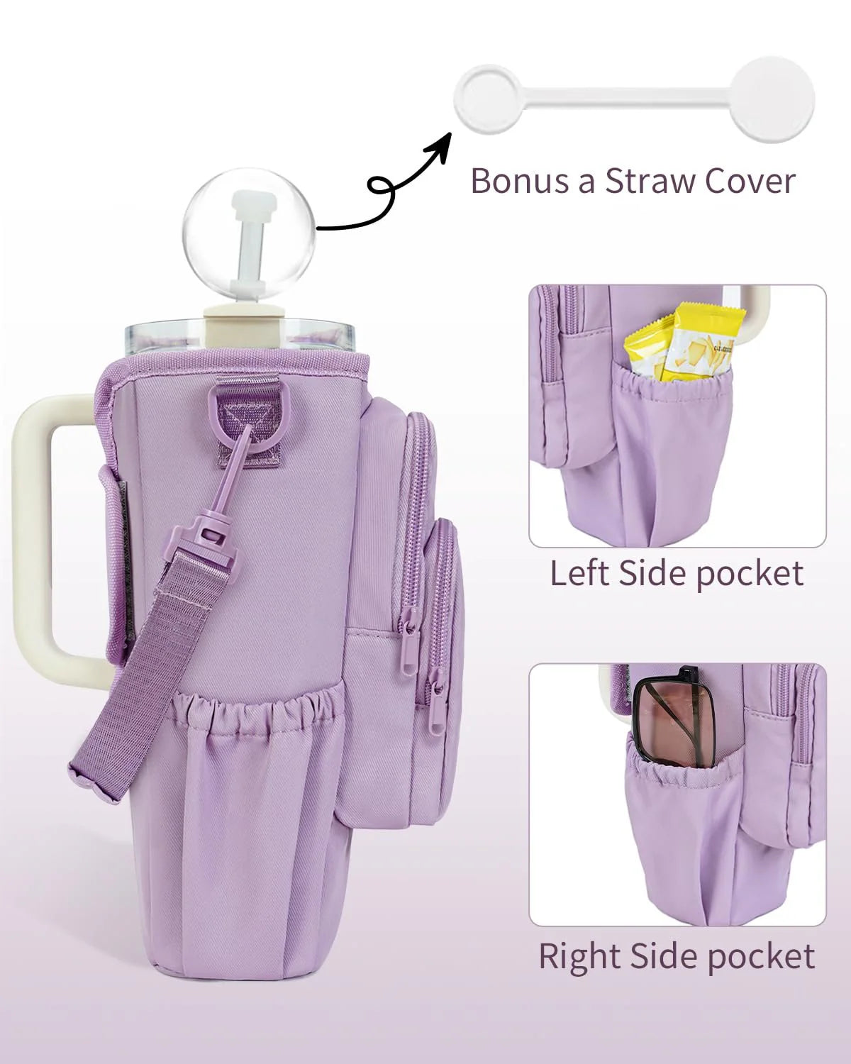 Verstelbare schoudertas met thermosbekerhouder voor 40 oz