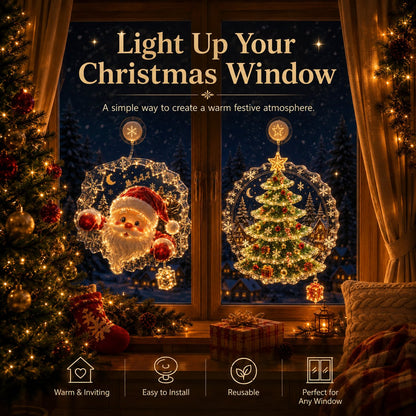⏳ Laatste dag: 49% KORTING – 🎄Verlichte kerstversiering voor het raam met zuignap | Warme LED-raamverlichting met dubbellaags ontwerp en diverse feestelijke stijlen ✨