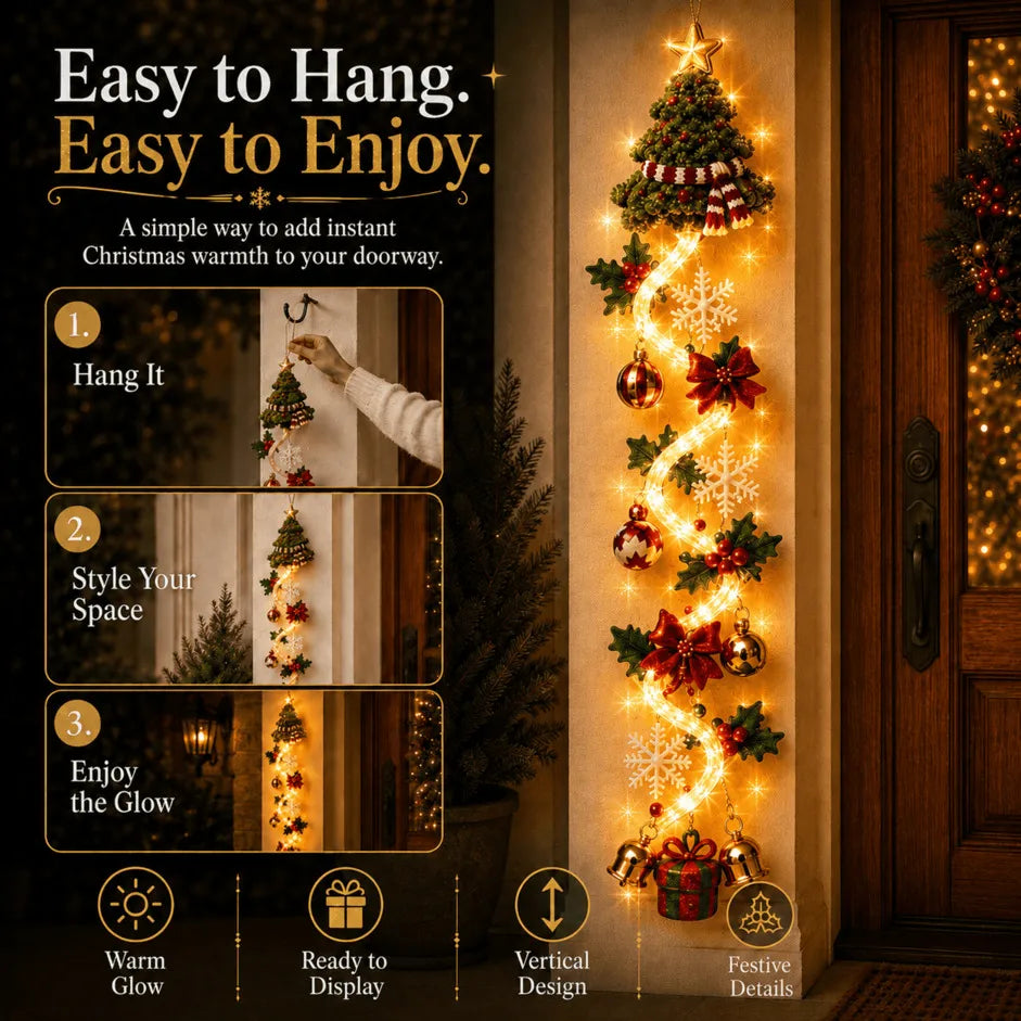 ⏳ Laatste dag: 49% KORTING – 🎄MerryCascade™ Lichtgevende kerstdeurhanger | 6 feestelijke lichtontwerpen✨