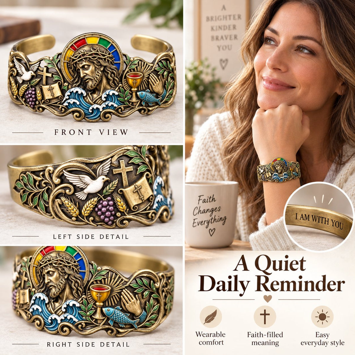 🔥 Laatste dag: 49% KORTING - ✝️ Door het geloof geïnspireerde Jezus-armband | Antiek messing met bijbeltekst