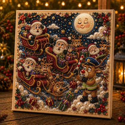 🎄 LAATSTE DAG 49% KORTING – Premium 3D Pearl Absurd Christmas Moments-kunstset | Luxe canvas met flocklaag en krasbestendige, kleurvaste parelkraaltjes – DIY grappige kerstversiering 🎅😂✨