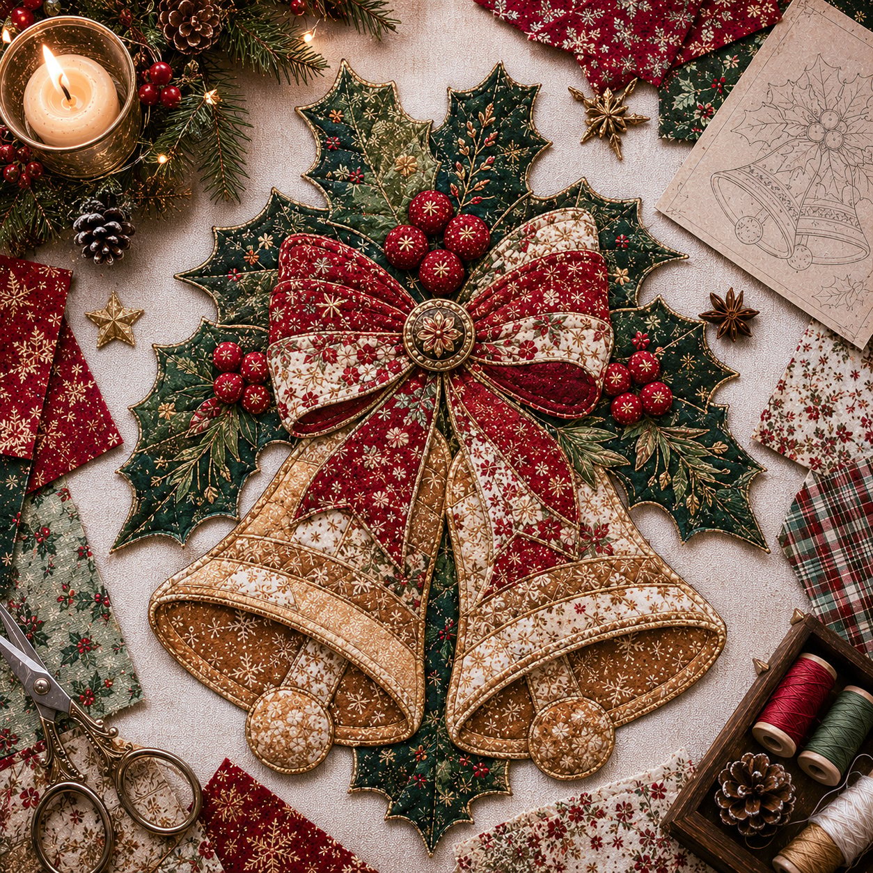 🔥LAATSTE DAG 49% KORTING - 🎅DIY-decoratieset met kerstpatchworkstof – Prachtige resultaten, geen ervaring nodig