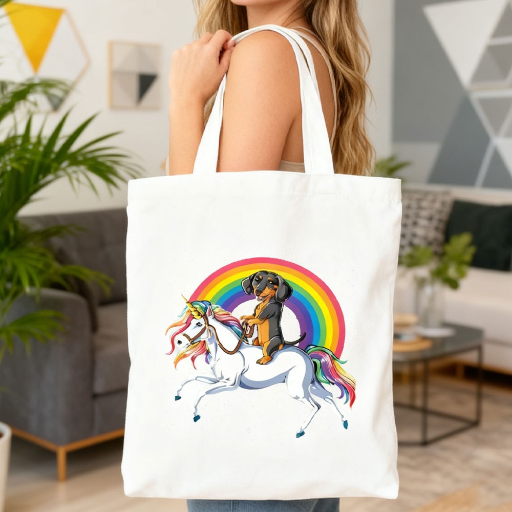 Canvas tas met teckelprint