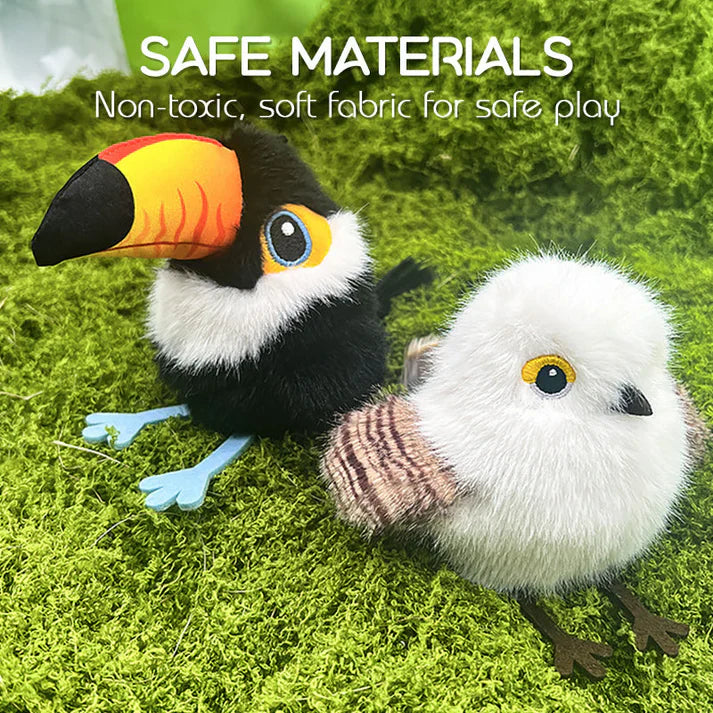 Levensgroot interactief kattenspeeltje in de vorm van een vogel