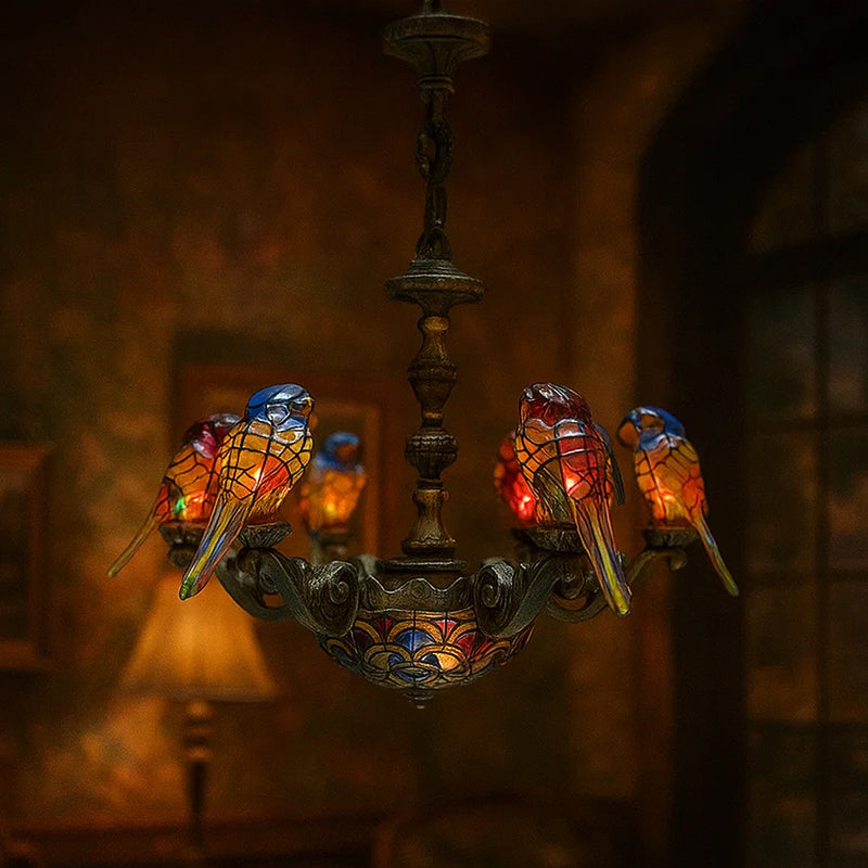 🦜 "Tropical Harmony" Papegaaienkroonluchter - Verlicht de magie van de tropen