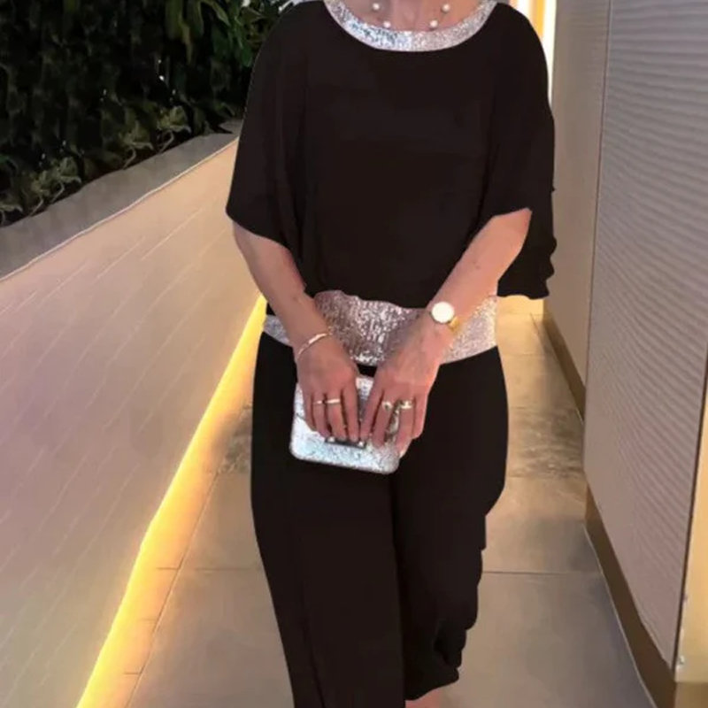 💞Tijdelijke aanbieding 49% KORTING🎁💞Dames tweedelige pailletten set met kleurblok