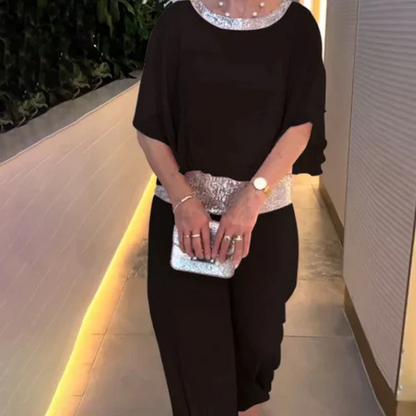 💞Tijdelijke aanbieding 49% KORTING🎁💞Dames tweedelige pailletten set met kleurblok