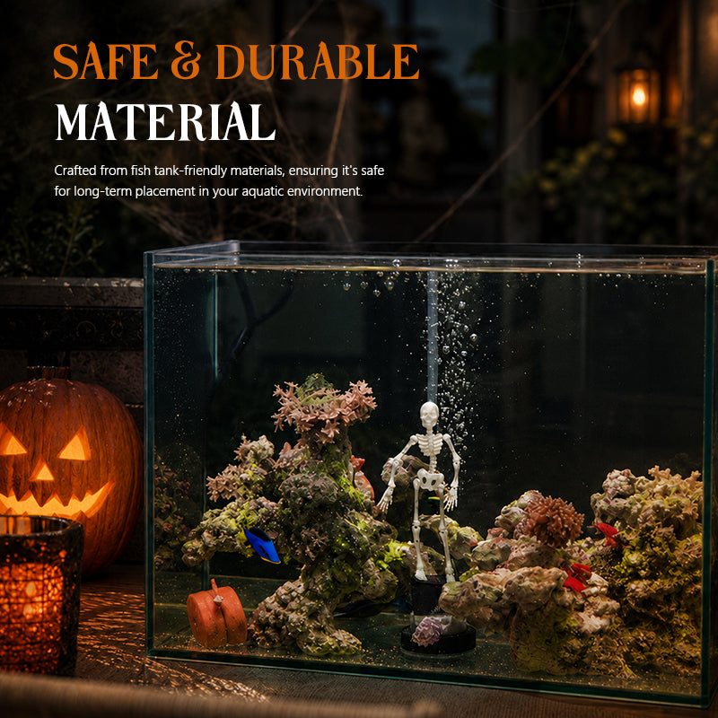 💀 Dynamisch Halloween-aquariumornament in de vorm van een skelet: een door lucht aangedreven aquariumversiering!🐠