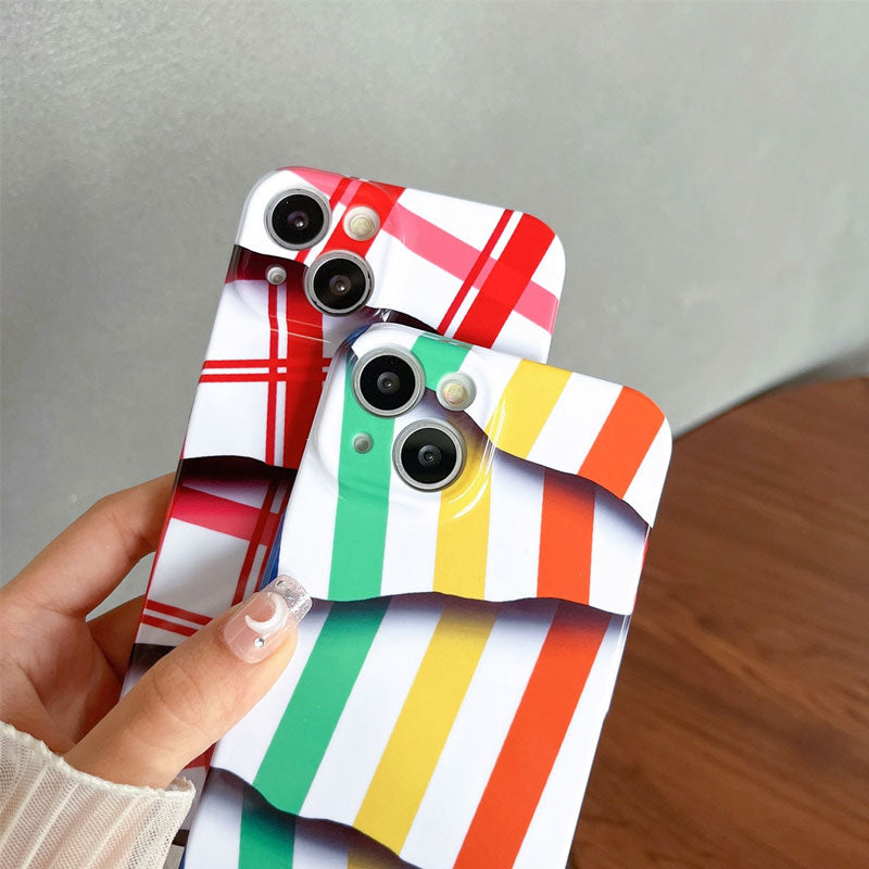 🌈Kleurcontrast gestreepte foliehoes voor mobiele telefoons