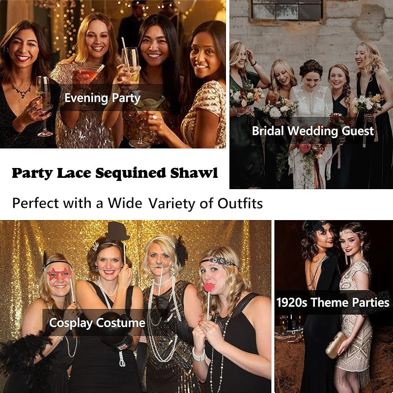 💖Jij bent de meest perfecte van de menigt✨Feest sjaal met kant en lovertjes