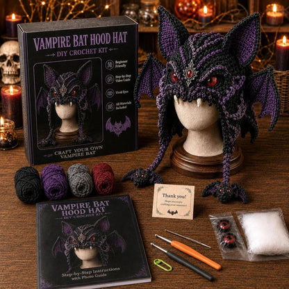 🎭🎃 DIY-haakpakket voor een Halloween-monsterkap | Hoogwaardig, zacht garen met stapsgewijze handleiding voor het zelf maken van een handgemaakte, draagbare karakterkap 🧶✨