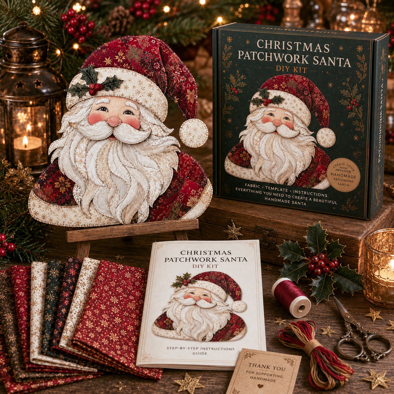 🔥LAATSTE DAG 49% KORTING - 🎅DIY-decoratieset met kerstpatchworkstof – Prachtige resultaten, geen ervaring nodig