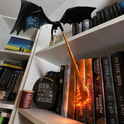 🐉 Vuurspuwende draak-boekenplankdecoratie-lamp + LED-vlamverlichtingsset