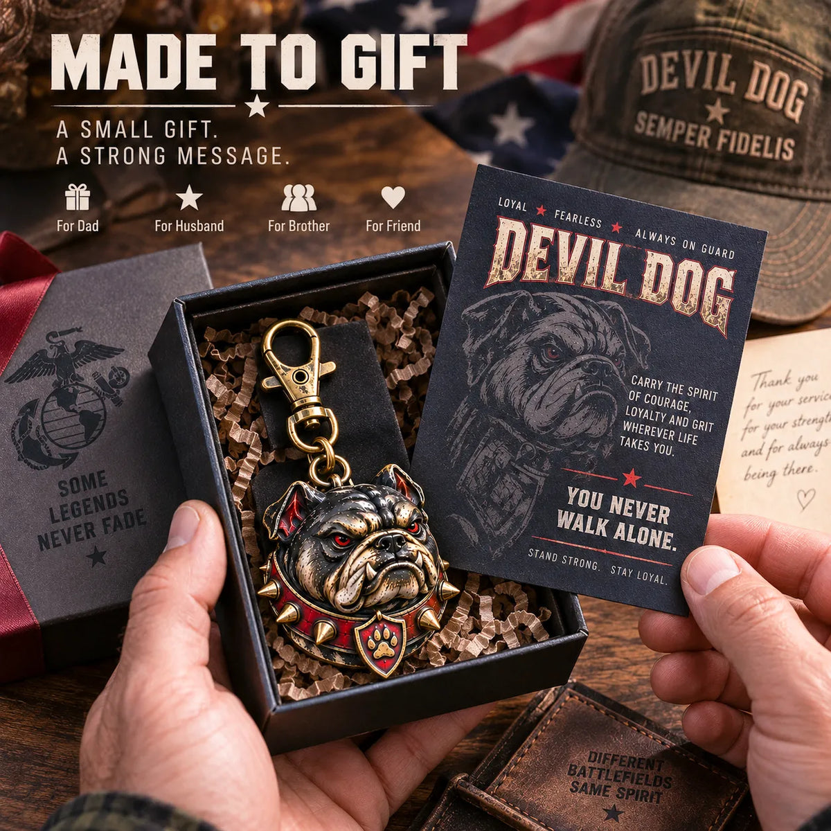🔥LAATSTE DAG 50% KORTING -  🐶 Devil Dog Guardian 3D-metalen sleutelhanger | Stevig bulldog-souvenir