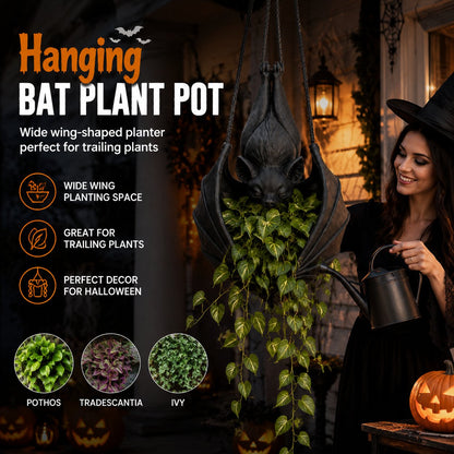 Hangende plantenpot in de vorm van een vleermuis