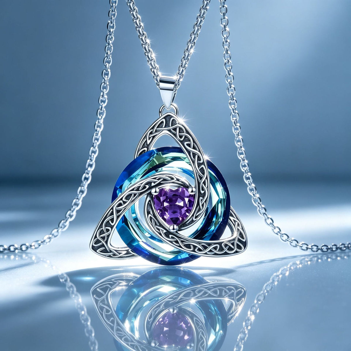 ✨Ketting met geboortesteen en Keltische drievoudige knoop – Een betekenisvol symbool van liefde en verbondenheid ❤️