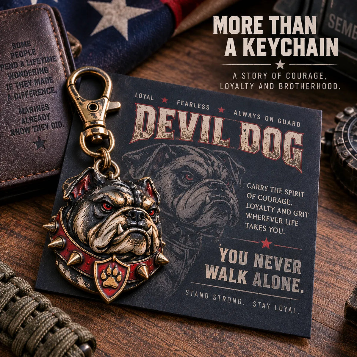 🔥LAATSTE DAG 50% KORTING -  🐶 Devil Dog Guardian 3D-metalen sleutelhanger | Stevig bulldog-souvenir