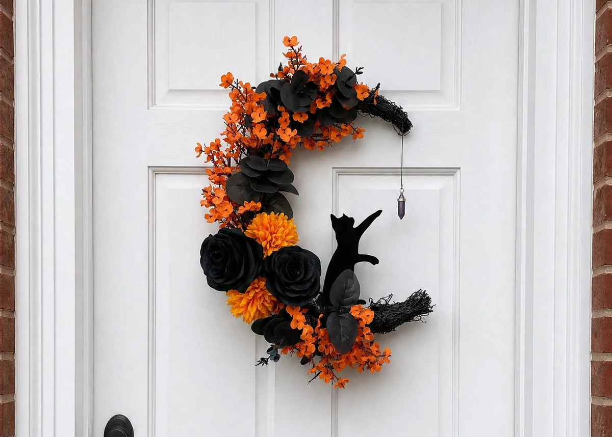🌙Handmade Halloween Cat Wreath