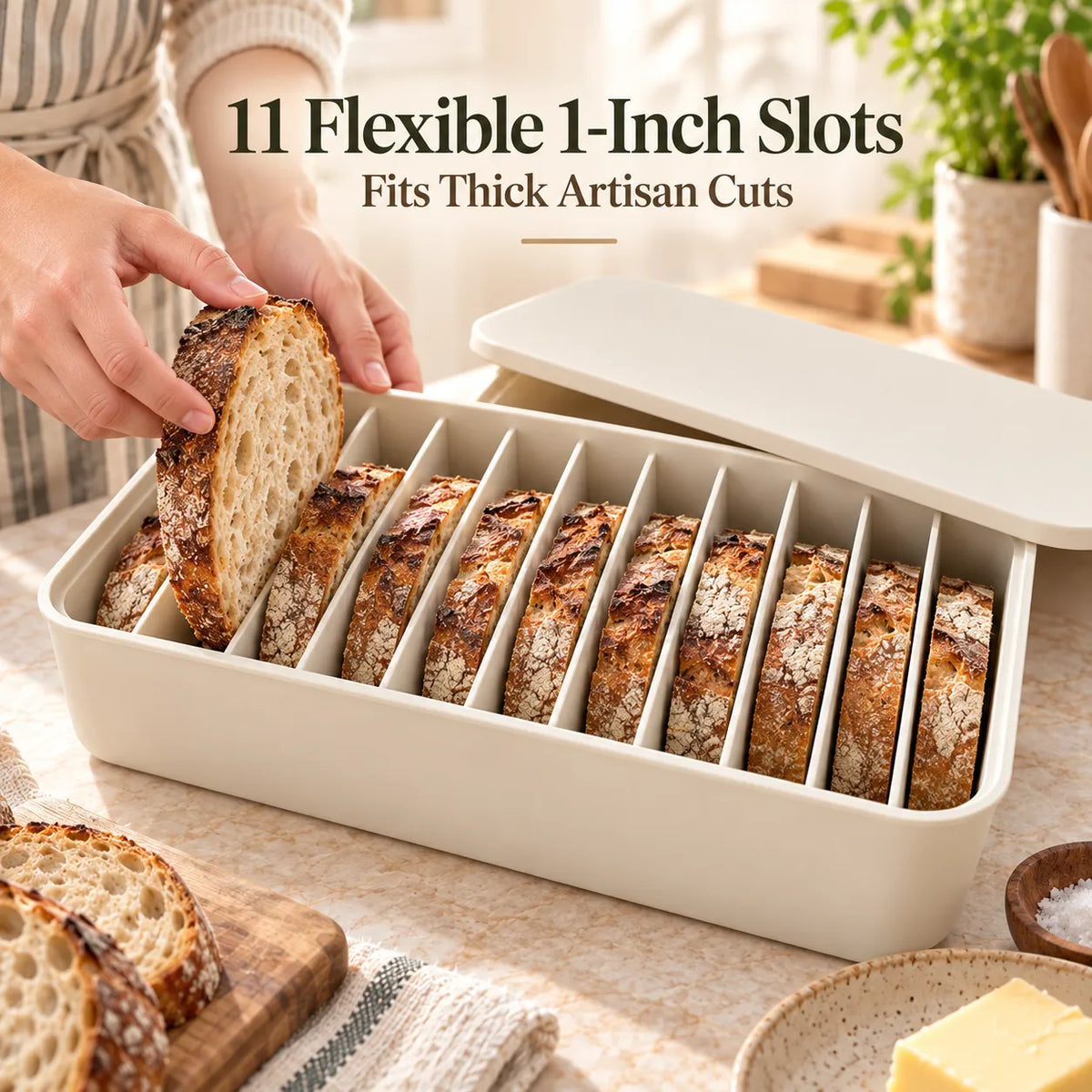 🍞 Siliconen broodvriesdoos met 11 vakjes — Bewaar sneetjes zuurdesembrood apart ❄️