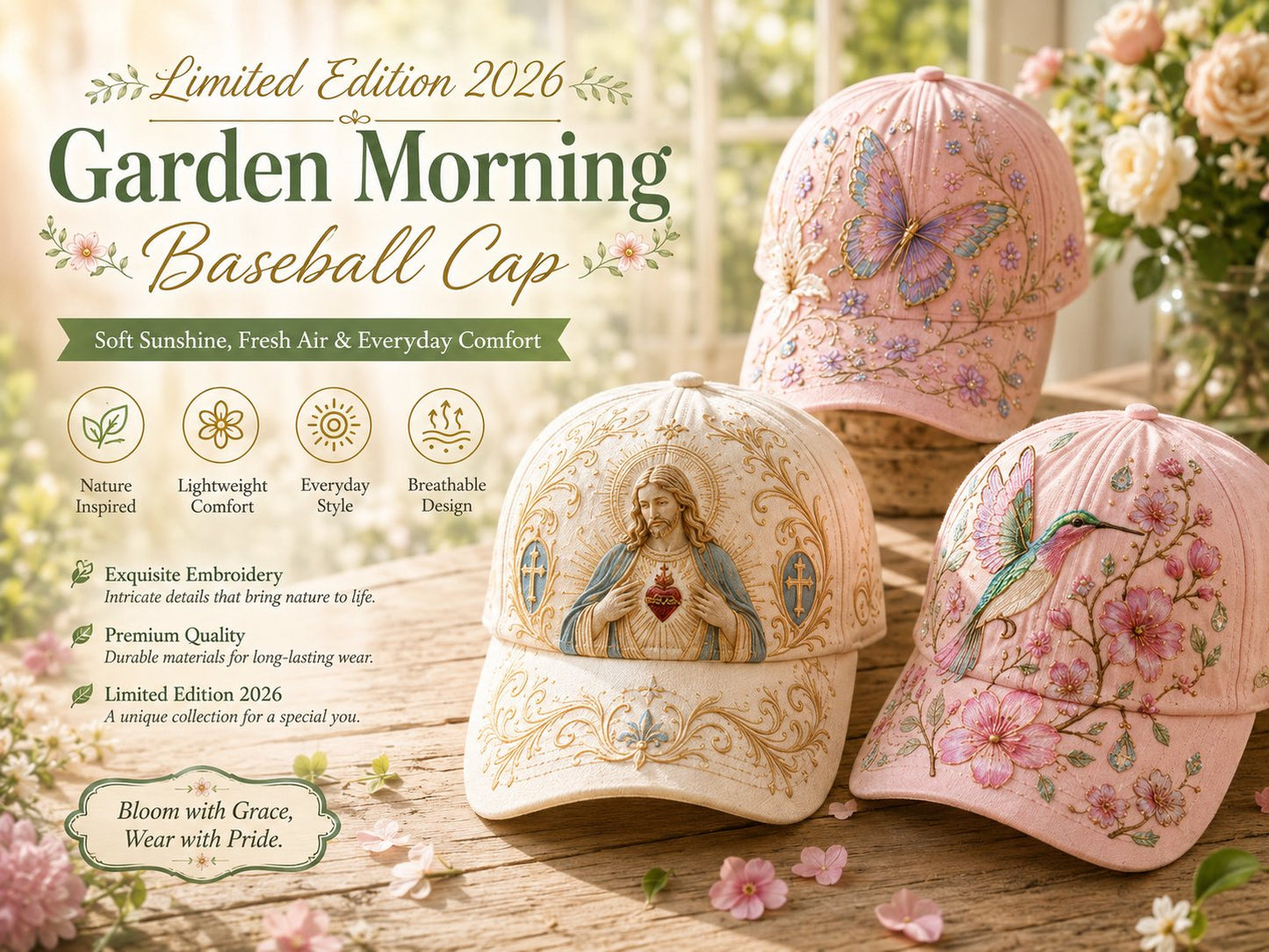 🔥Laatste dag – 50% korting 🌸🌿 Garden Morning Cap