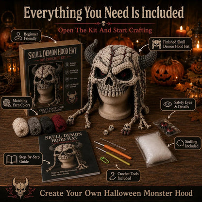 🎭🎃 DIY-haakpakket voor een Halloween-monsterkap | Hoogwaardig, zacht garen met stapsgewijze handleiding voor het zelf maken van een handgemaakte, draagbare karakterkap 🧶✨