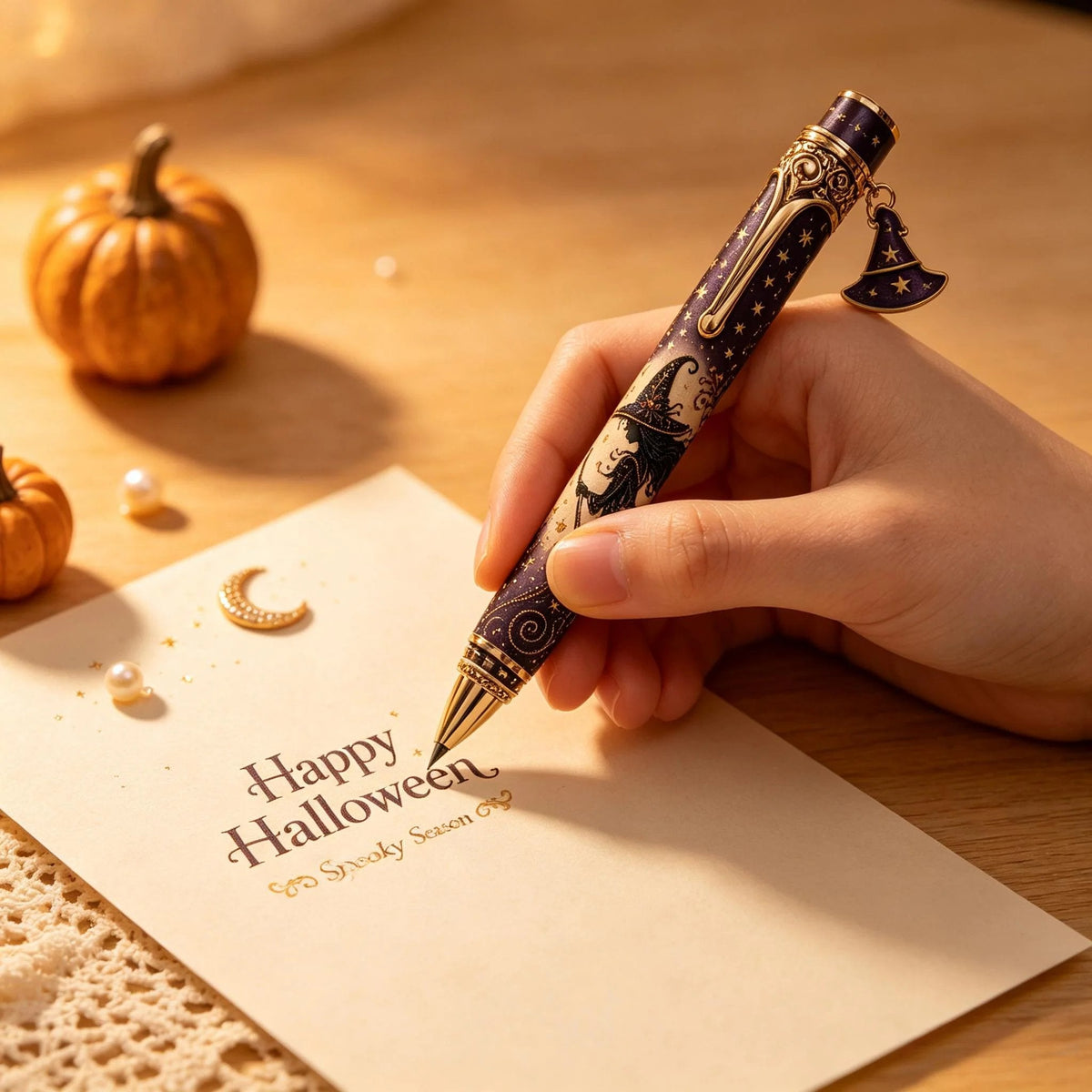🎃🔮 Griezelige Halloween-pen-cadeauset | Decoratieve pen, bijpassende herinneringskaart en bijpassende geschenkdoos in 3 limited edition-uitvoeringen ✨