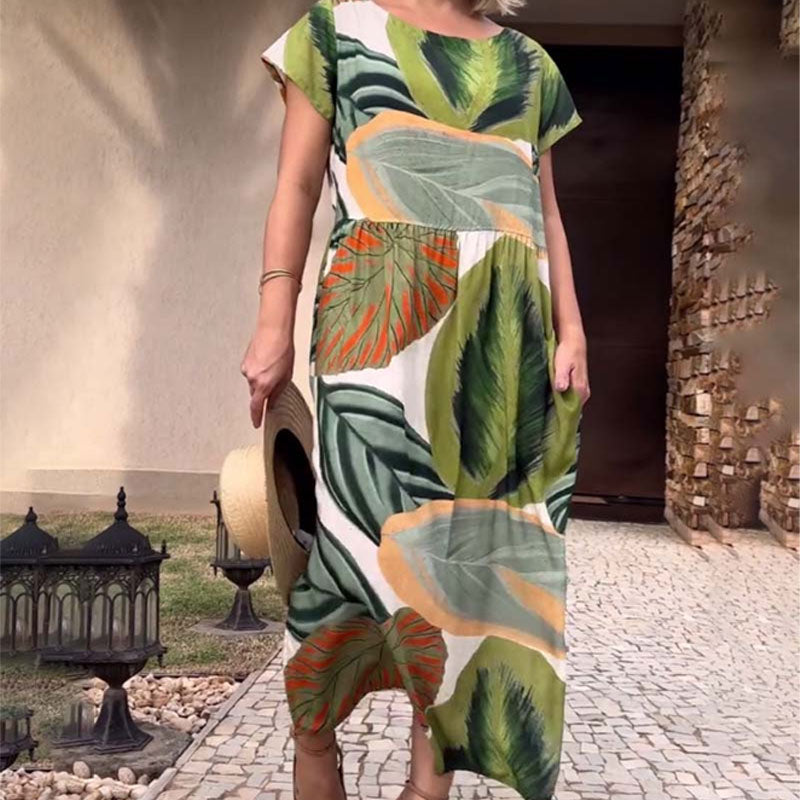 🌴 Bohemian Chic Jurk met V-hals en Split – Voor Zomer & Strand