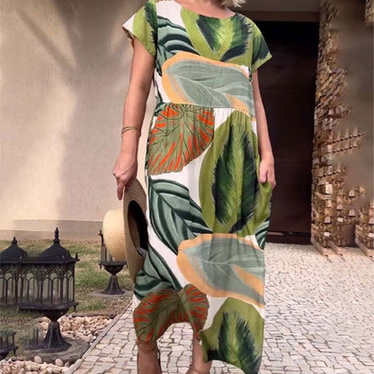 🌴 Bohemian Chic Jurk met V-hals en Split – Voor Zomer & Strand