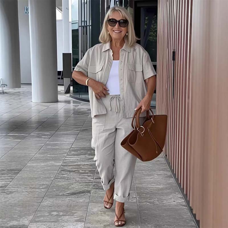 💞Gratis verzending⏳Tweedelige Set Van Katoen En Linnen