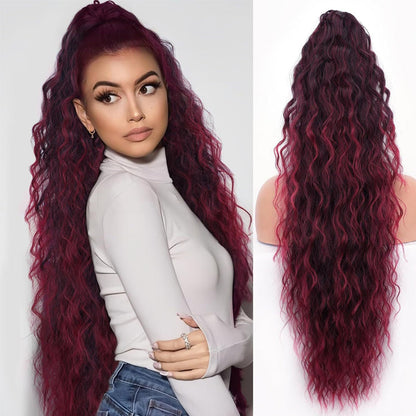 💜Water Ripple Lange Krullende Paardenstaart Clip Pruik💜