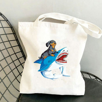 Canvas tas met teckelprint