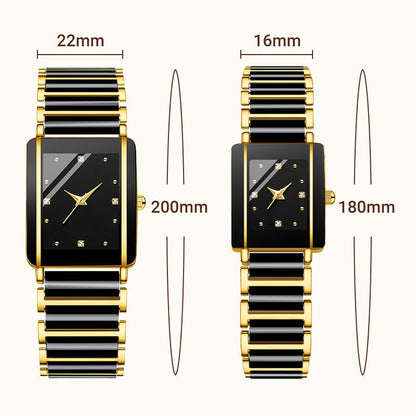 ⌚Modieus vierkant keramisch quartzhorloge